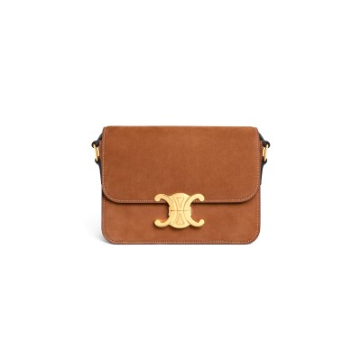 CELINE TEEN TRIOMPHE BAG IN NUBUCK CALFSKIN 188423GR5.02CM (18.5*13.5*7cm)